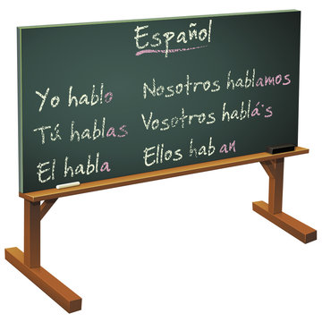 Tableau noir et cours d'espagnol (détouré)
