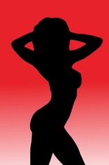 Silhouette of sexi woman, vector