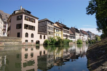 row of traditional Alsace houses in Strasbourg