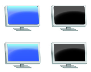 Monitor, TFT (grau, seitlich, an und aus, rund und eckig)