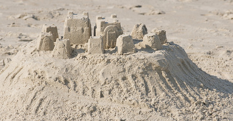 Sand castle built on the beach