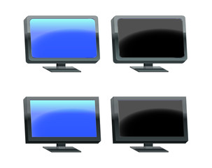 Monitor, TFT (schwarz, seitlich, an und aus, rund und eckig)