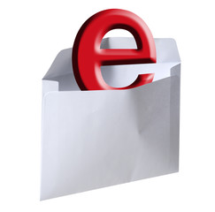 E-mail in red with clipping path