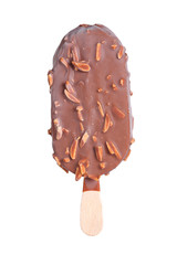 Chocolate ice cream isolated on white background