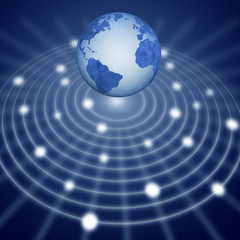 Blue earth floats over communication network system