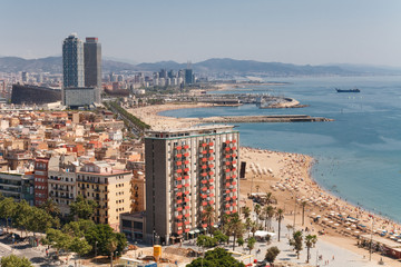 Vue aérienne de la plage de Barcelone, Espagne.