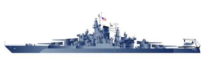 Detailed vector illustration of battleship Tennessy.
