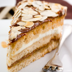 Almond cake with chocolate cream