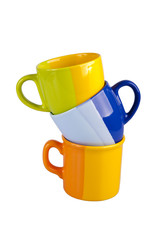 Three colour tea cups