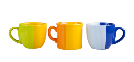 Three colour tea cups