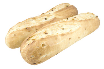 french baguettes isolated on white background