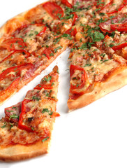 isolated pizza on a white backgound