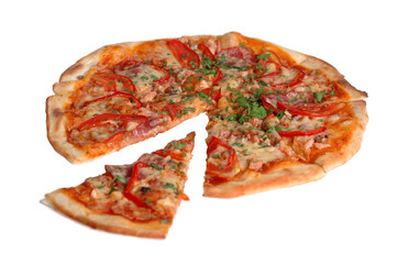 isolated pizza on a white backgound