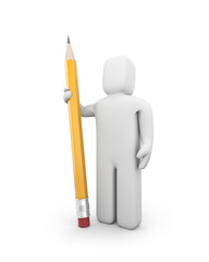 Person with pencil. May be painter