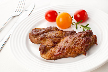 Grilled meat and vegetables