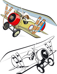 Vector cartoon biplane