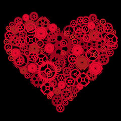 red heart made of gear whells vector