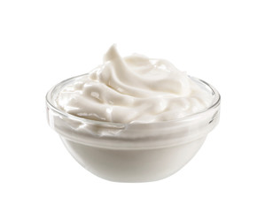 Bowl of white yogurt