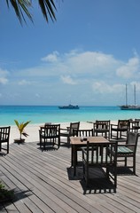 Beautiful beach bar view in Maldives - 16492004