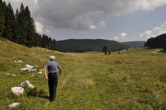 anziano deambulare camminare bastone