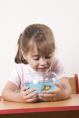 Little girl and her pet