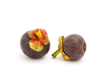 Mangosteens over white background