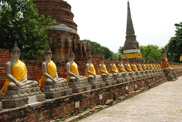 Fototapeta na wymiar Buddha statues in Ayutthaya temple in Thailand