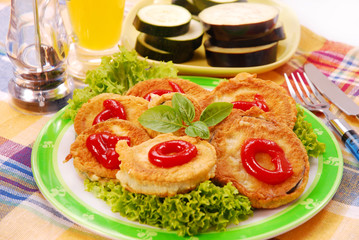 aubergine and zucchini slices fried in the batter