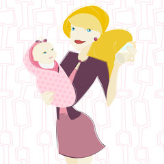 mother with baby illustration