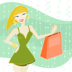 shopping girl illustration vector