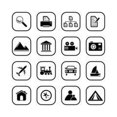 Photo and travel icons, B&W series