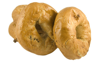 bagels standing up isolated on white background