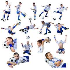 Boy with soccer ball, Footballer. (isolated)