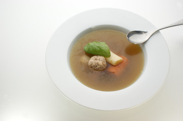 vegetable soup with organic carrot and meat balls