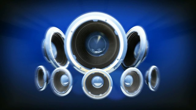 Speaker audio fond bleu