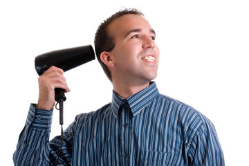 Naklejka premium Man With Blowdryer