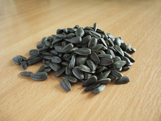 Sunflower seeds on a table