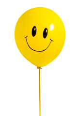 Yellow balloon with smile on white background