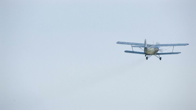 HD Old biplane flying in clear sky
