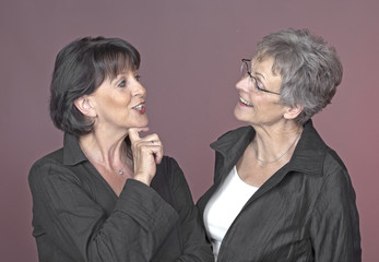 Two old ldies having a conservation