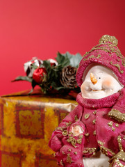 Xmas still-life on red background