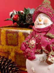 Xmas still-life on red background