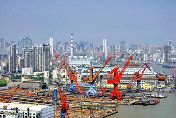 Foto op Canvas China Shanghai the Huangpu river and the city skyline. © claudiozacc