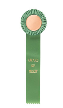Award of merit ribbon on white background