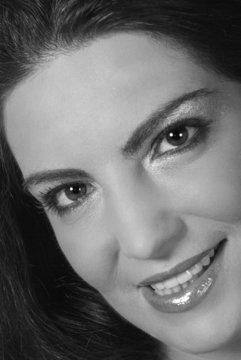 Beauty woman smile with white and black balance
