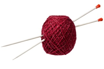 Hank of threads pierced by knitting spokes
