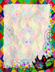 Maschera Arlecchino-Mask Background-Masque Arlequin-Verticale
