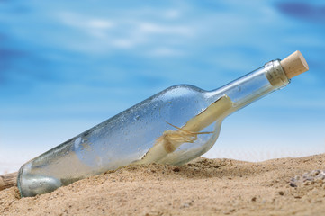 message in the bottle on the beach