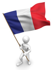 Men with flag. France