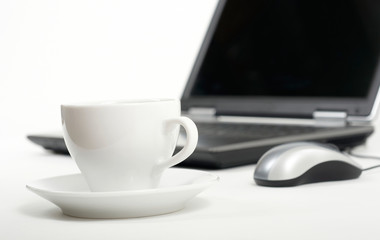 Coffee and laptop.